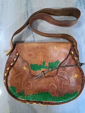 Hand-Tooled Leather Vintage 1970's Handbag
